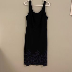 Betsy Johnson | Navy Embroidered Midi Dress